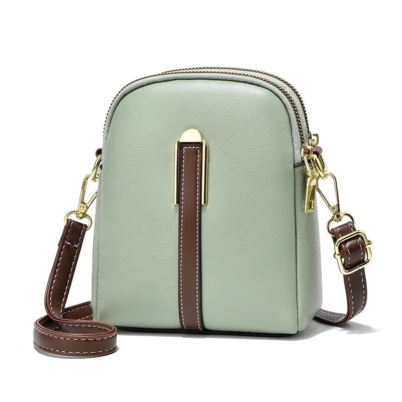 Women's Pu Leather Solid Color Basic Square Zipper Shoulder Bag Phone Wallet Crossbody Bag