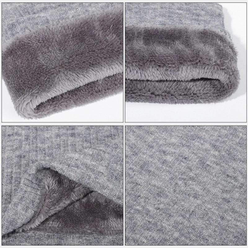 Autumn And Winter New Spot Knitted Scarf Men And Women Plus Velvet Warm Pullover Scarf Vertical Stripe Solid Color Knitted Collar