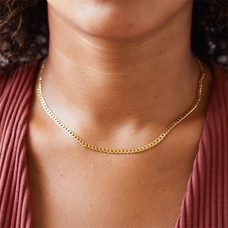 Stainless Steel 14K Gold Plated Fashion Plating U Shape Necklace