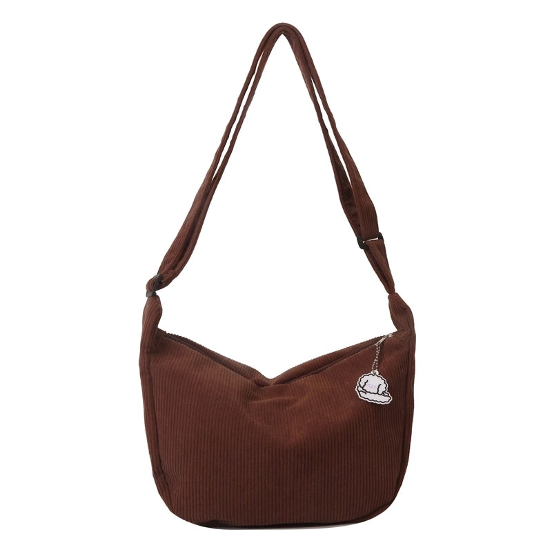 Women's All Seasons Canvas Solid Color Vintage Style Square Zipper Shoulder Bag