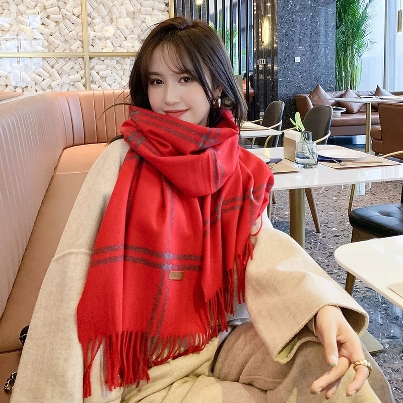 Double-line Plaid Scarf