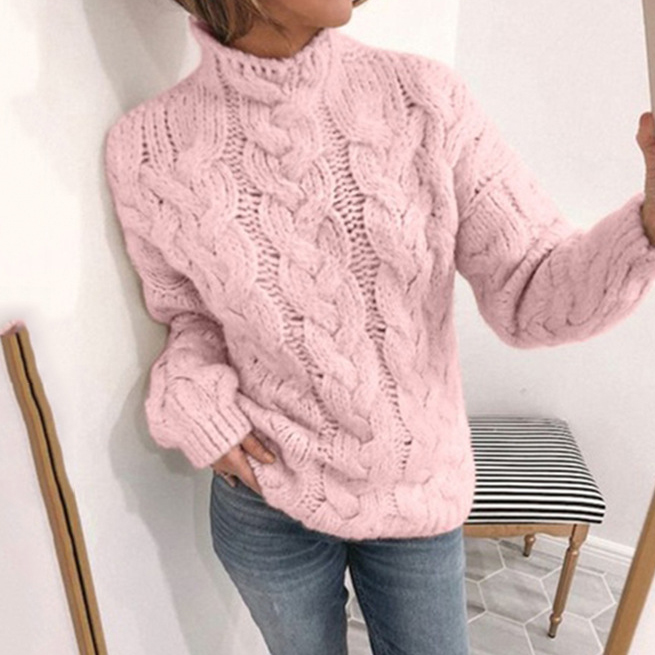 Casual Turtleneck Twist Long Sleeve Sweater