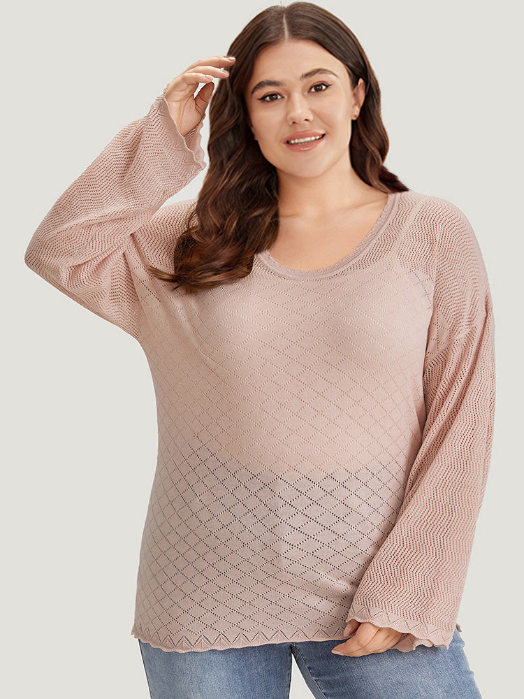 Supersoft Essentials Geometric Curved Hem Patchwork Very Stretchy Pullover