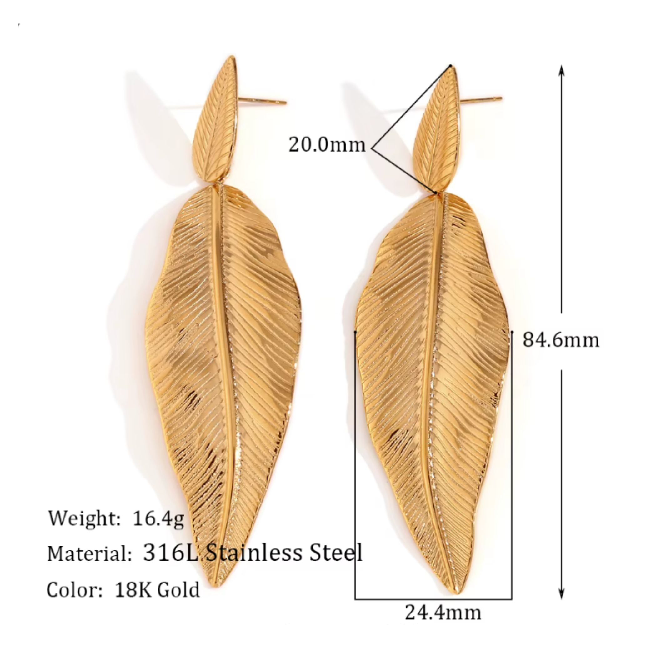 Dangled leaf studs - Gold