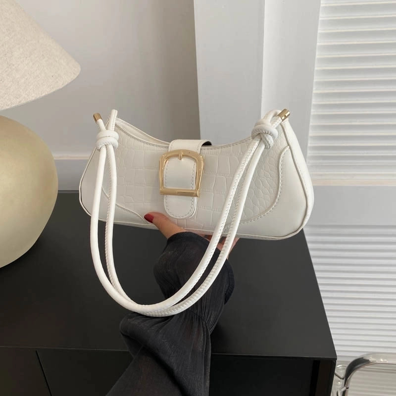 Women's All Seasons Pu Leather Solid Color Classic Style Semicircle Buckle Shoulder Bag