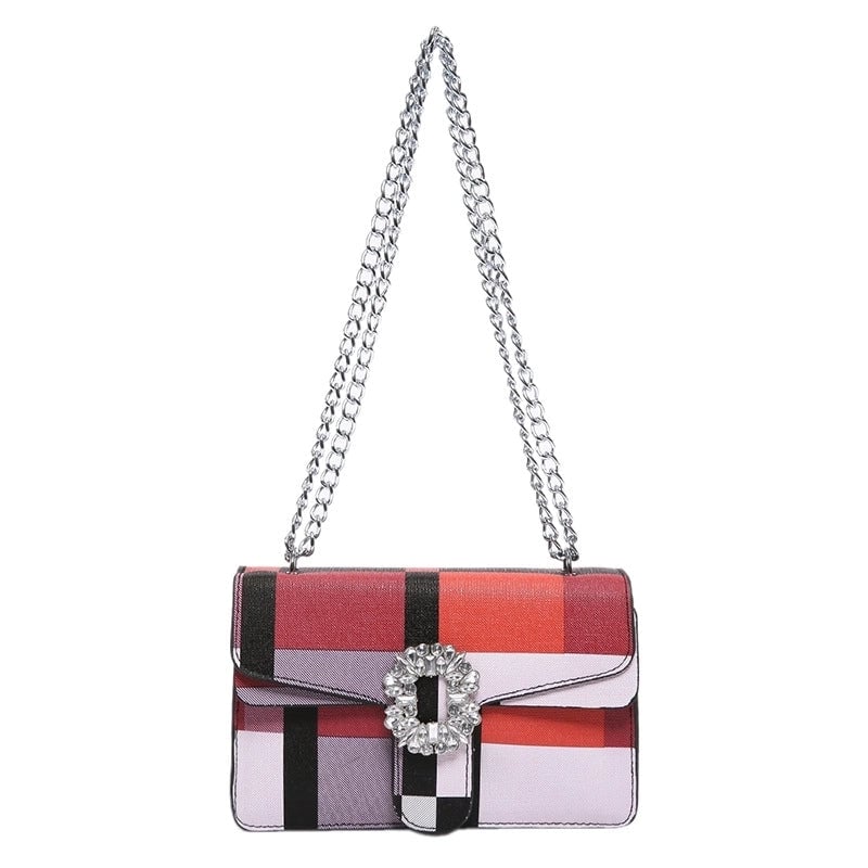 Women's Medium Pu Leather Color Block Streetwear Square Flip Cover Shoulder Bag