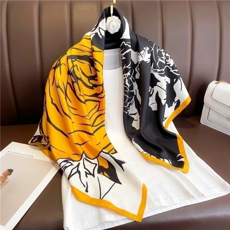 Women's Elegant Lady Flower Polyester Scarf