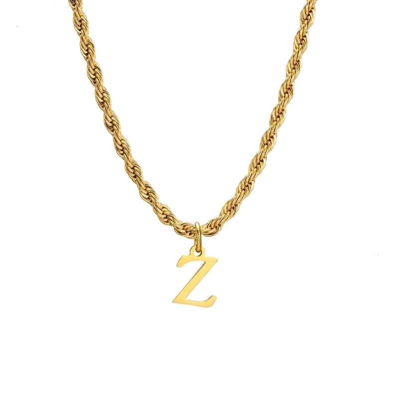 Minimalist Letter Stainless Steel Gold Plated Pendant Necklace