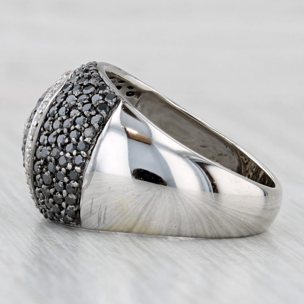 0.79ctw Black White Pave Diamond Swirl Ring 14k White Gold Size 7.25 Cocktail
