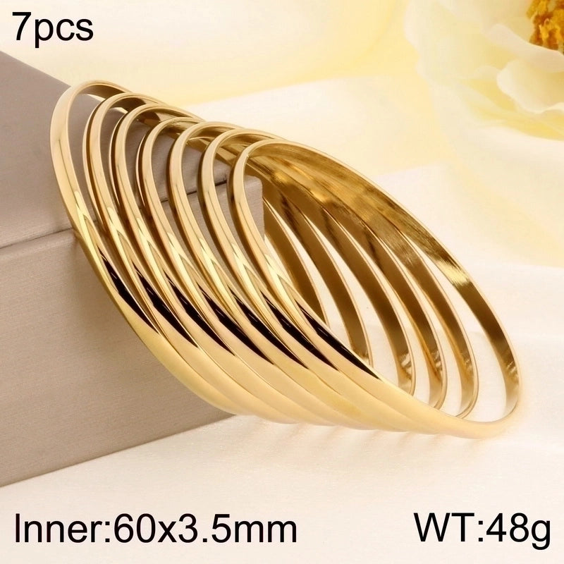 Minimalist Solid Color 304 Stainless Steel 18K Gold Plated Bangle In Bulk