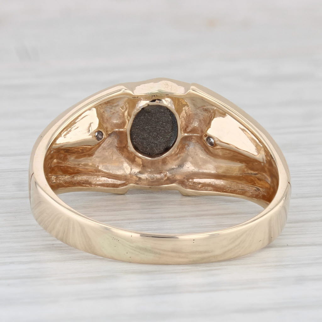 Black Star Sapphire Diamond Men's Ring 10k Yellow Gold Size 12