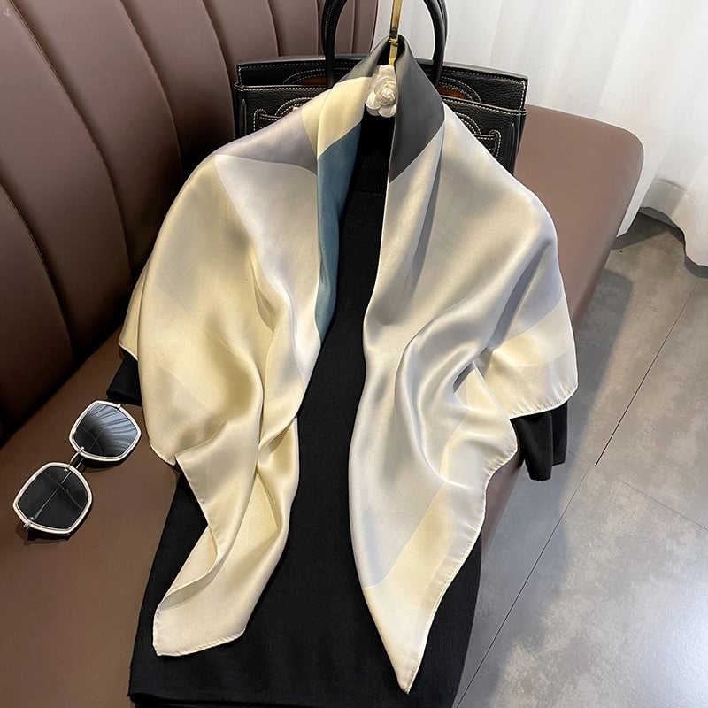 Color Matching Silk Scarf 90cm Large Square Scarf