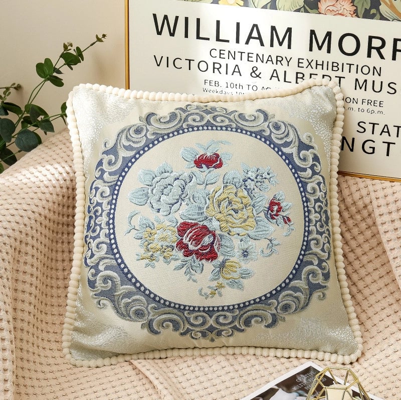 Elegant Classical Flower Polyester Throw Pillow Pillow Cases