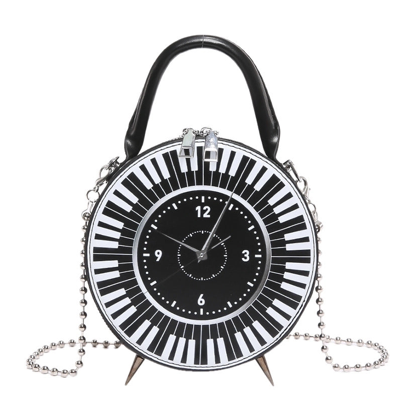 Women's Small Pu Leather Number Elegant Round Zipper Crossbody Bag