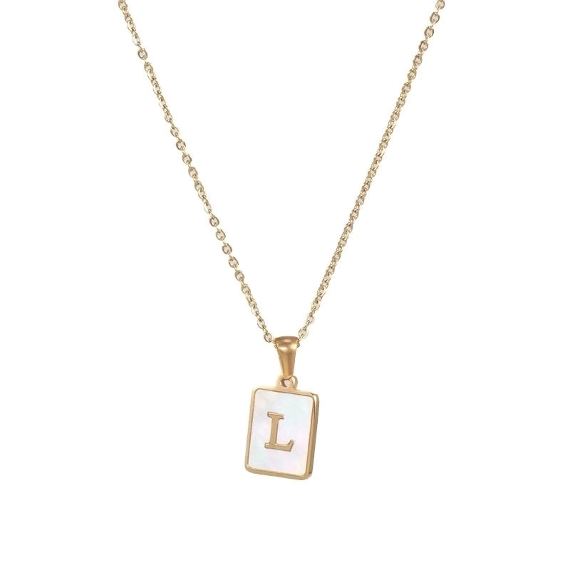 Vintage Style Letter Square 304 Stainless Steel Shell 18K Gold Plated Plating Inlay Pendant Necklace
