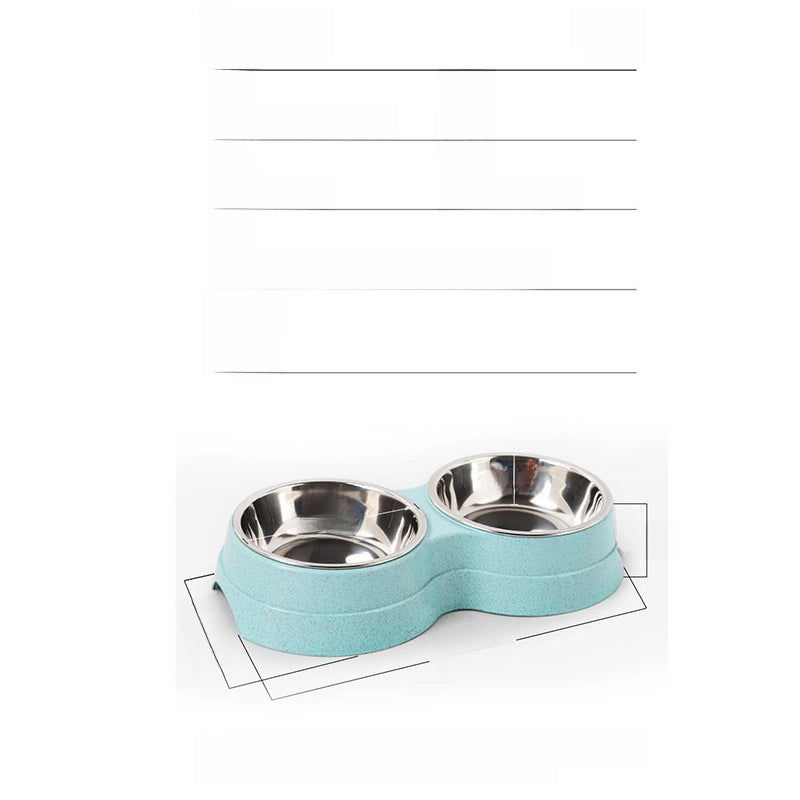 Pet Double Bowl Pet Dual-use Stainless Steel Bowl Dog Drinker Feeding Bowl Cat And Dog Plastic Pet Bowl