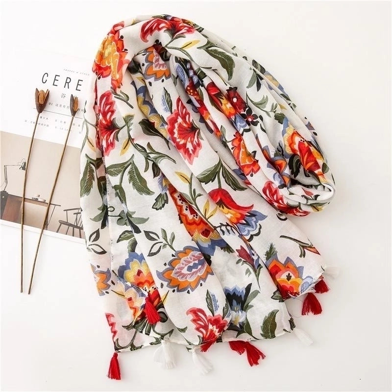 Color Flower Print National Wind Cotton Scarf Scarves Nhgd157609