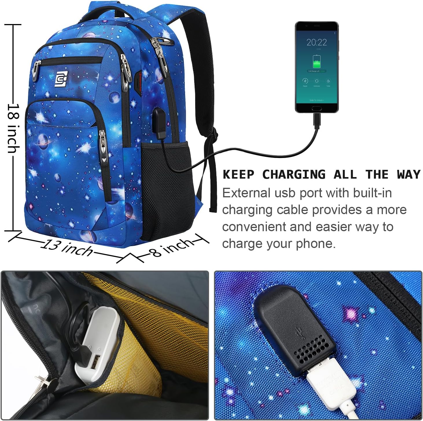 Laptop Backpack,Business Travel Anti Theft Slim Durable Laptops Backpack with USB Charging Port,Water Resistant College Computer Bag for Women & Men Fits 15.6 Inch Laptop and Notebook - Black