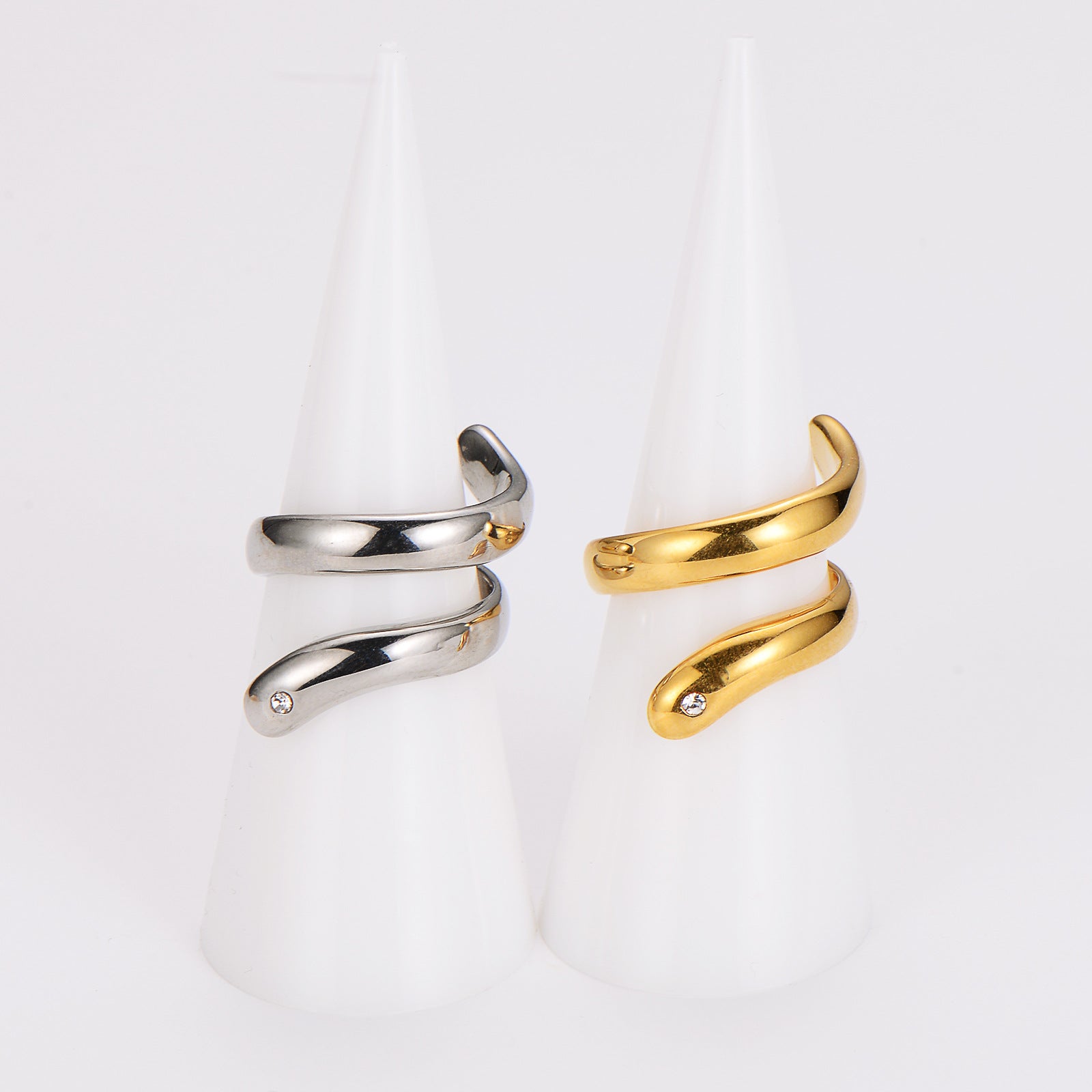 Aml Stainless Steel Ring Niche Design Ins Cold Style Snake Ring Personality Hand Jewelry