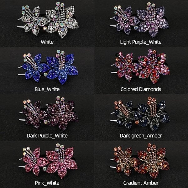 Rhinestone Double Flower Hairpin (buy one get one free)