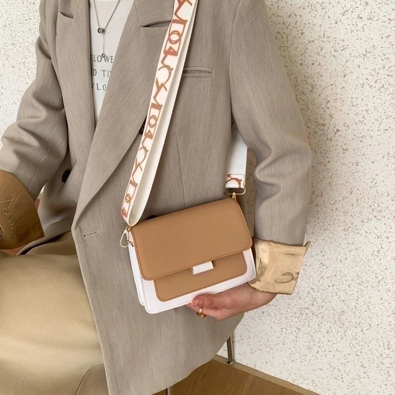 Women's Pu Leather Solid Color Elegant Square Flip Cover Shoulder Bag Crossbody Bag Square Bag