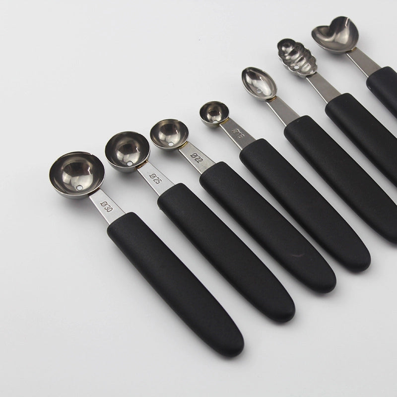 Simple Stainless Steel Fruit Ball Digger Ice Cream Watermelon Platter Digging Spoon Household Kitchen Metal Spoon With Rubber Handle