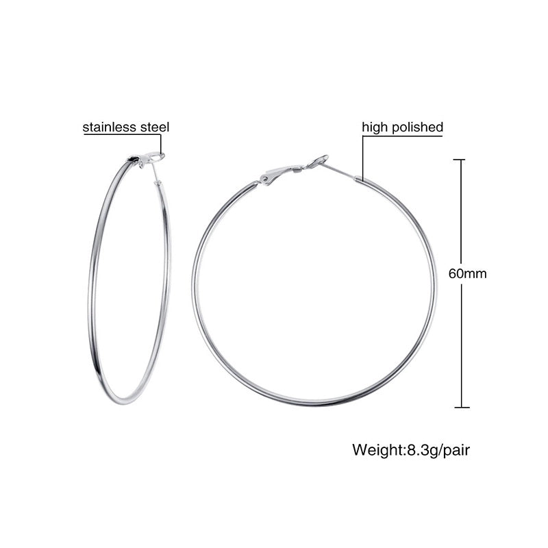 1 Pair Minimalist Geometric 304 Stainless Steel Gold Plated Hoop Earrings