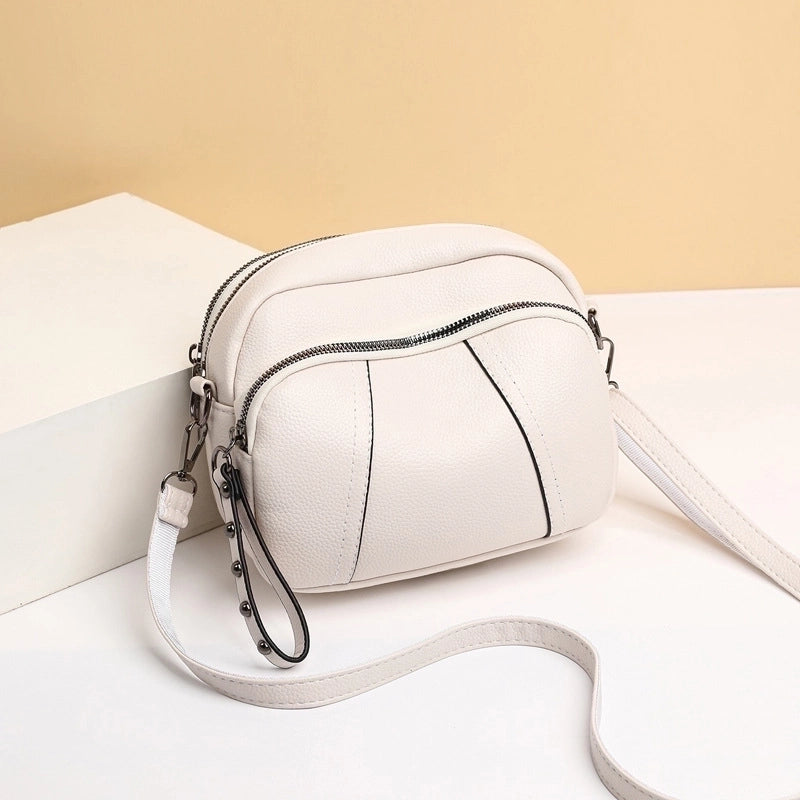 Women's Mini Pu Leather Solid Color Basic Square Zipper Crossbody Bag