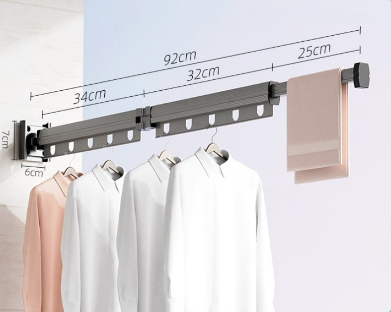 48% OFF [Ready to use] Suction Cup Wall Mount Folding Clothes Drying Rack