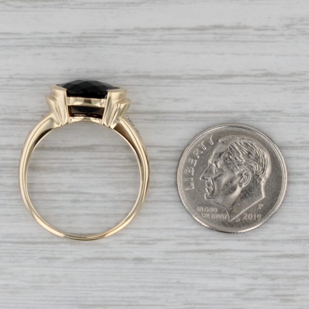 Oval Onyx Diamond Ring 10k Yellow Gold Size 8