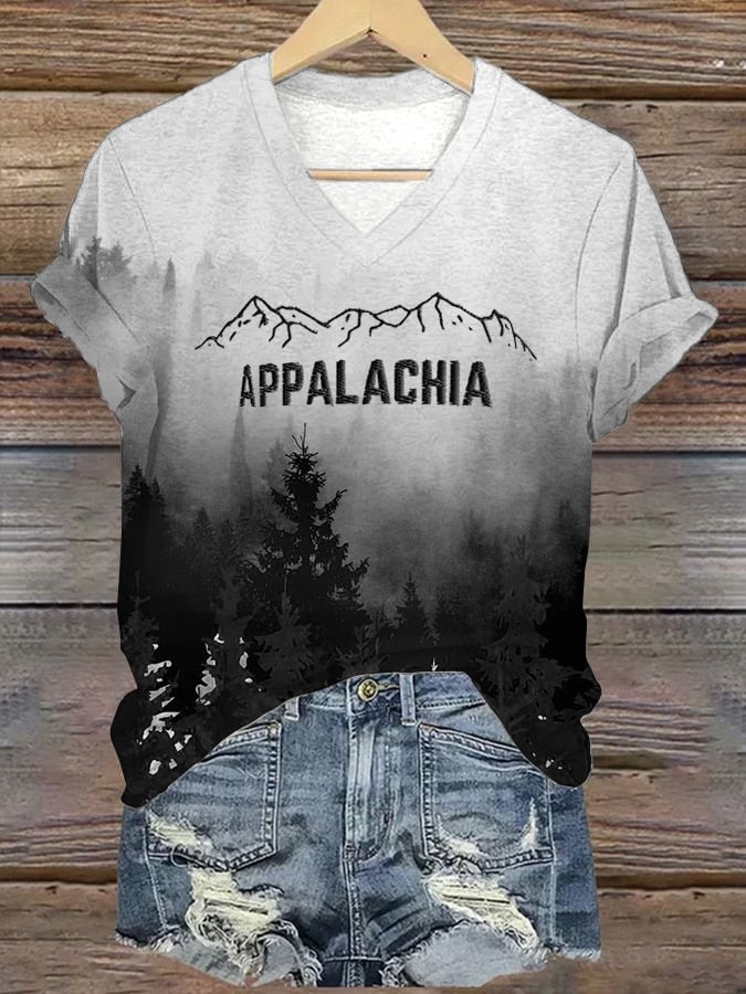 Women's Appalachia Strong Print V-Neck T-Shirt