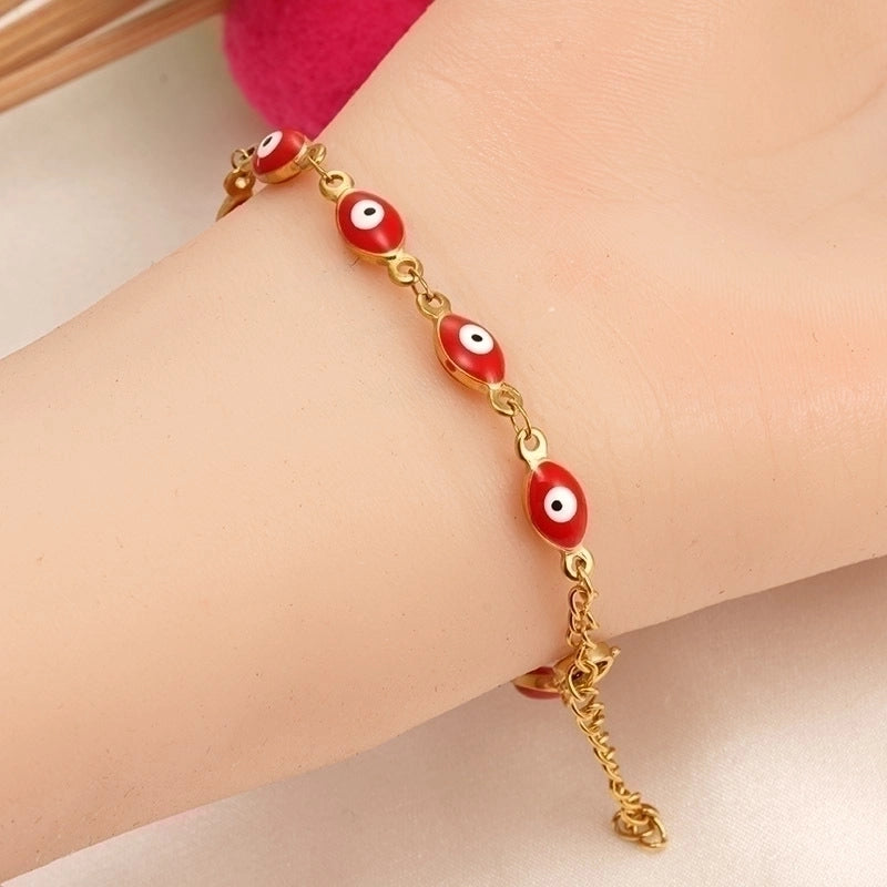 Ethnic Style Devil's Eye Stainless Steel Enamel Bracelets