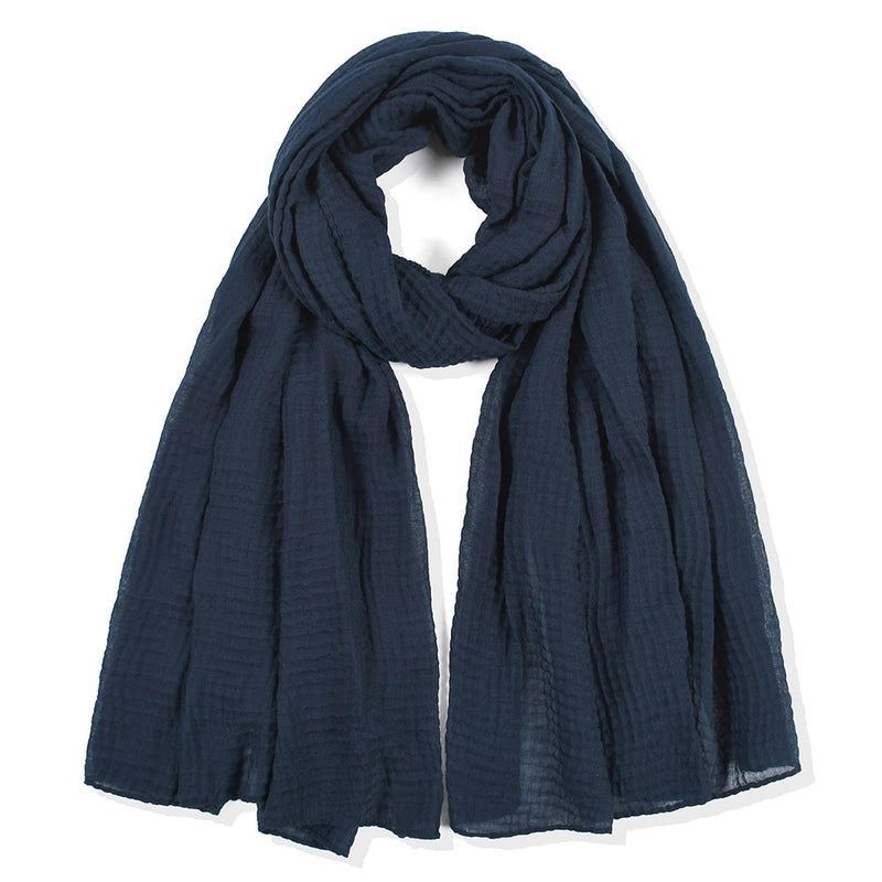 Corn Wrinkled Rectangular Scarf Plain Women's Toe Hijab Cotton Linen Simple Wrinkled Shawl Hijab