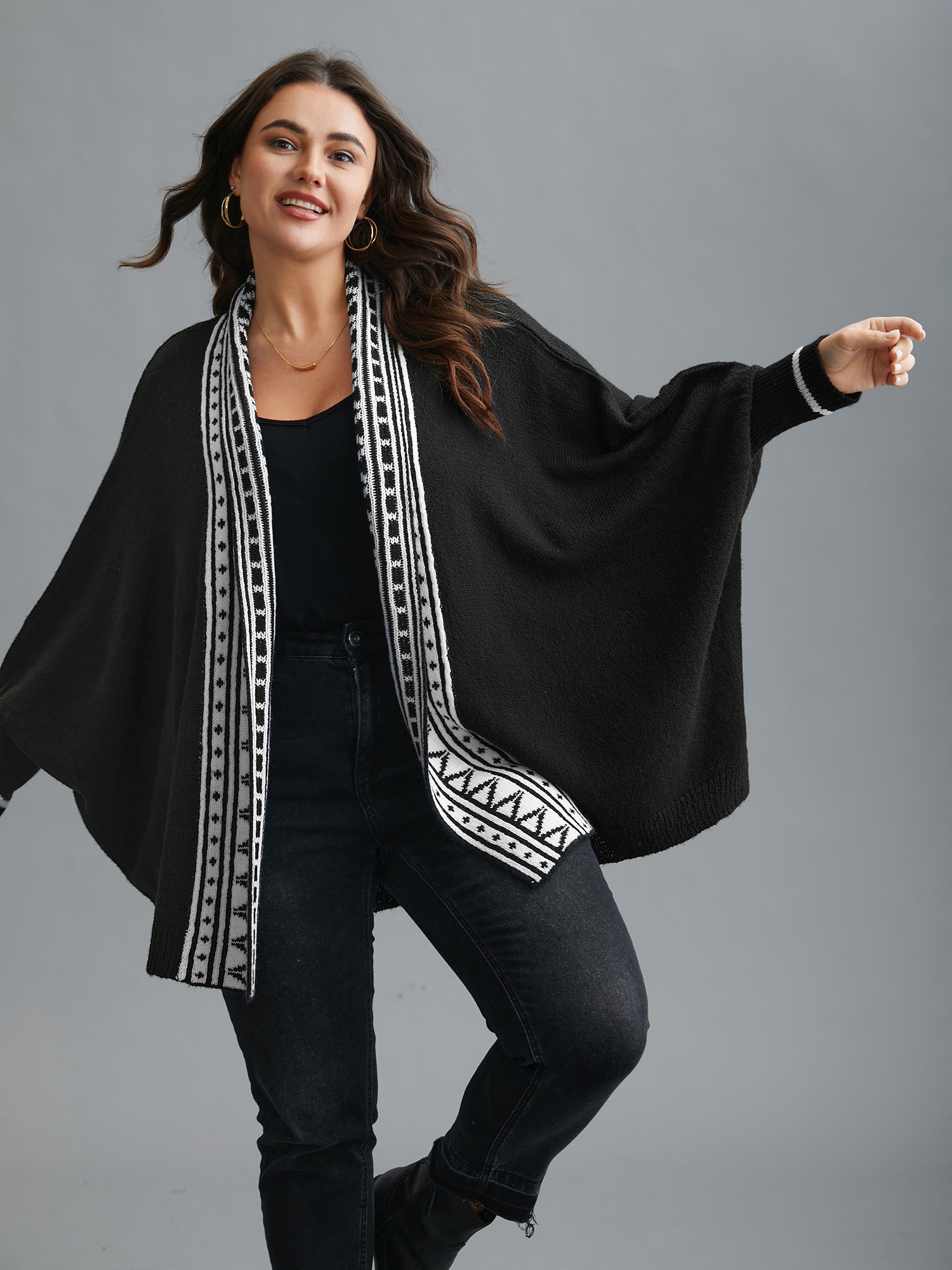 Dolman Sleeves Kimono Collar Cardigan