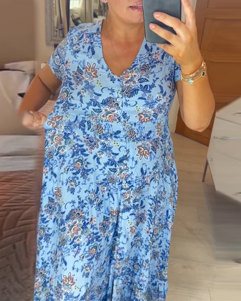🎁LAST DAY SALE-49% OFF🎁Floral Print V-neck Dress