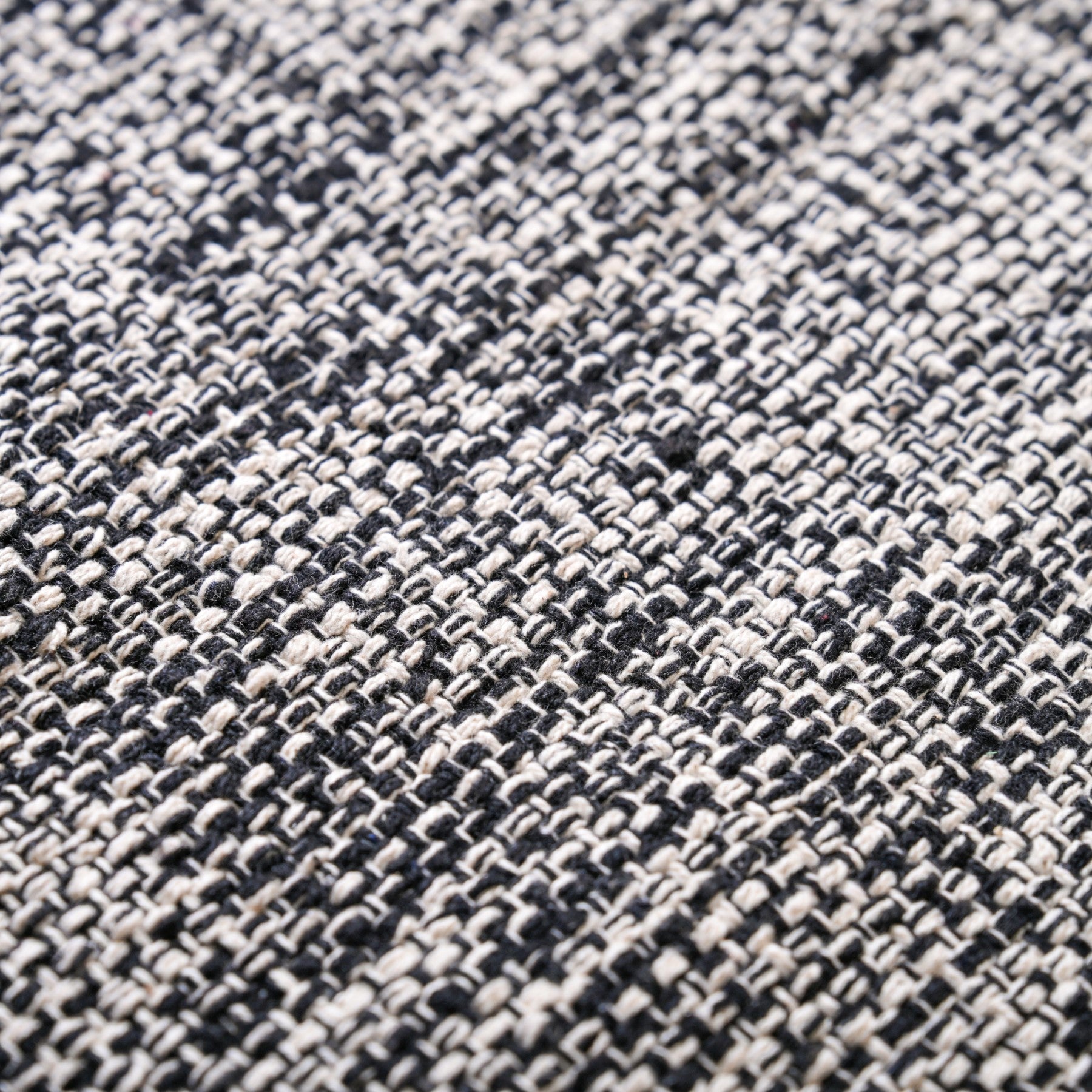Black And White Tweed Cotton Anti Slip Floor Mat 96x53cm