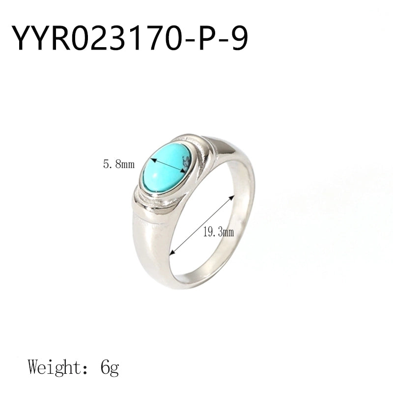 IG Style Retro Geometric 304 Stainless Steel Natural Stone Rhinestones Zircon 18K Gold Plated Polishing Plating Inlay Rings