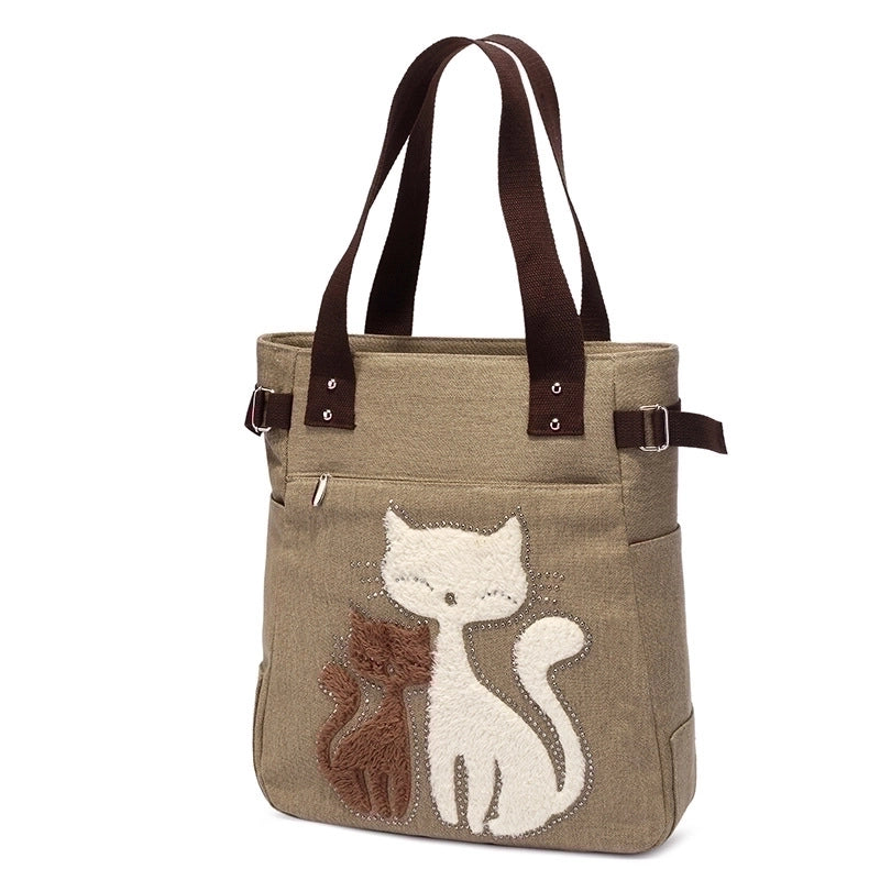 Women's Cute Cat Canvas Shopping Bags