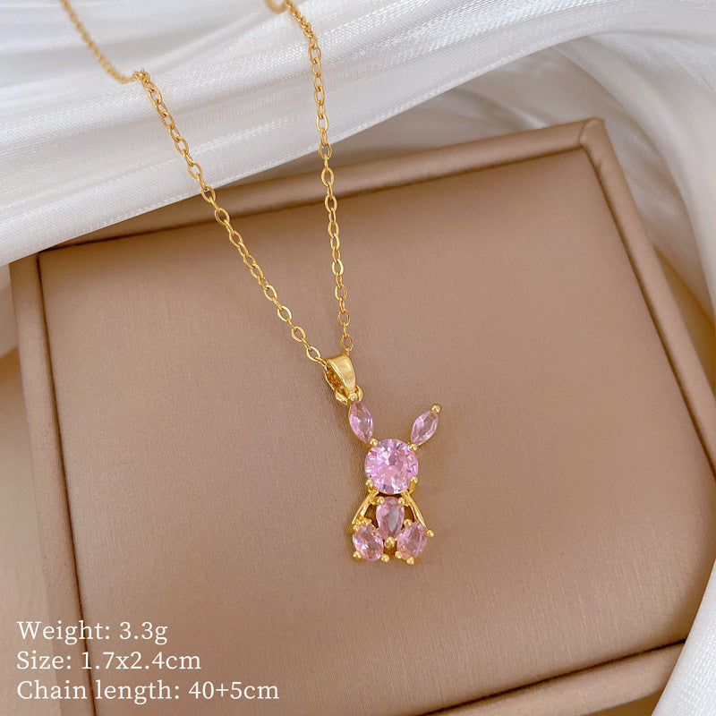 Copper Micro-Inlaid Necklace For Women Copper Micro-Inlaid Real Gold Electroplating Simple Ins Exquisite Clavicle Chain Neck Chain