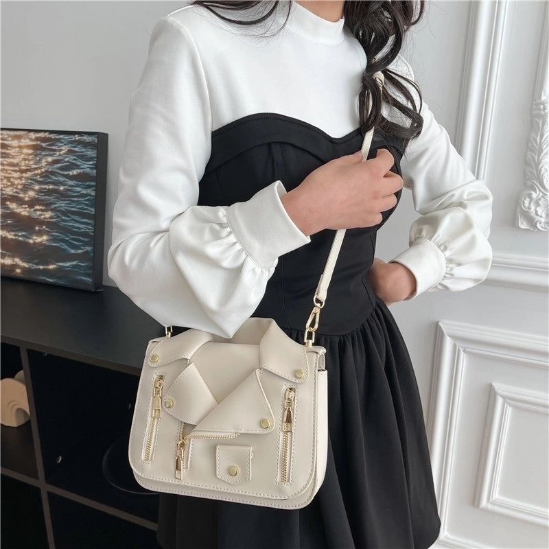 Women's Small Pu Leather Solid Color Basic Square Lock Clasp Crossbody Bag
