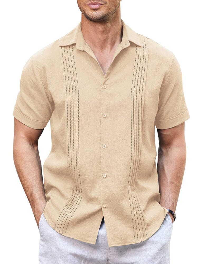 Casual Linen Blend Guayabera Shirt (US Only)