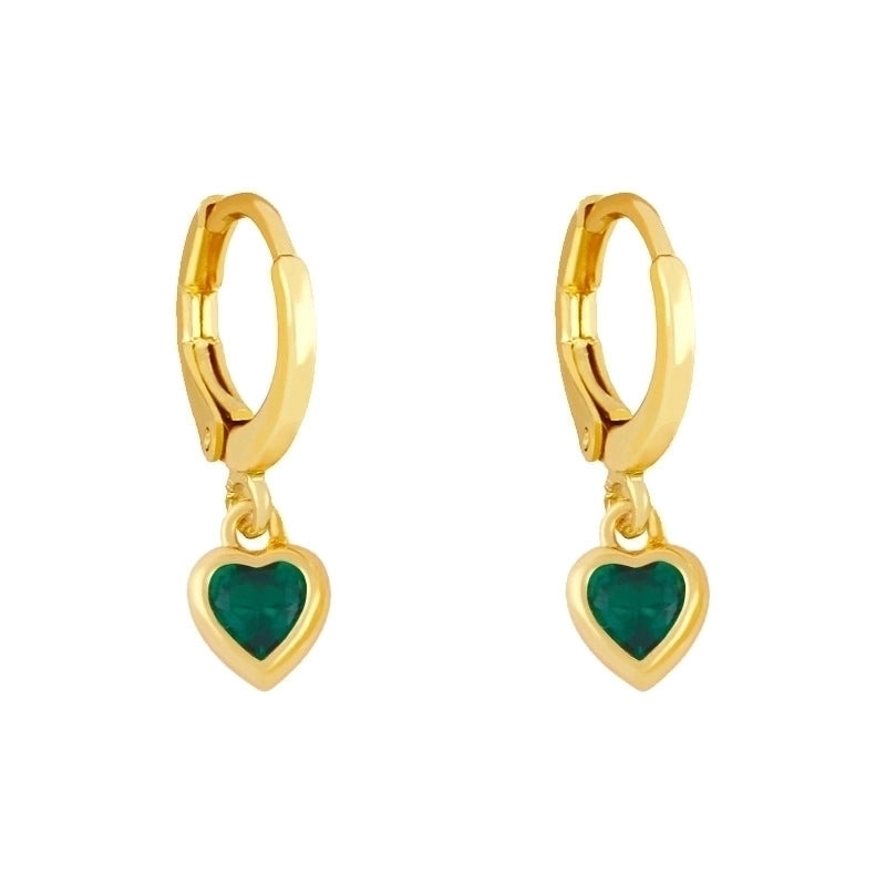 Fashion Heart Copper Artificial Gemstones Copper Earrings