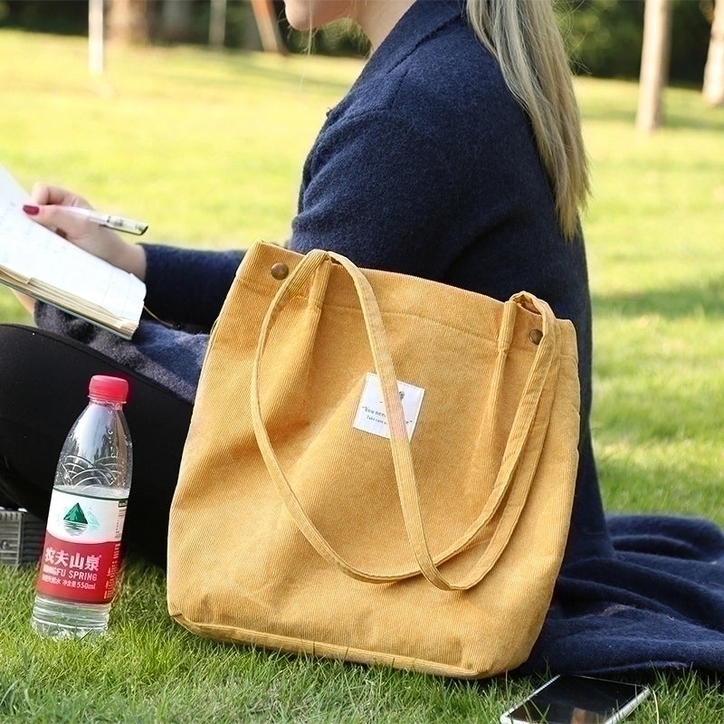 Women's Streetwear Solid Color Canvas Shopping Bags