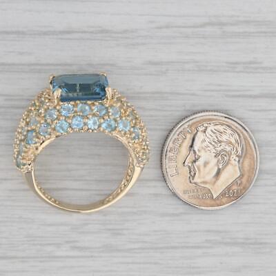 8.50ctw London Blue Topaz Pave Ring 14k Yellow Gold Size 7.25 Cocktail