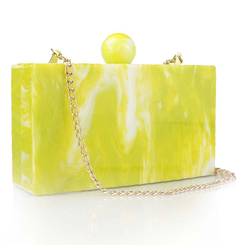 Pink Sky Blue Yellow Arylic Marble Square Evening Bags
