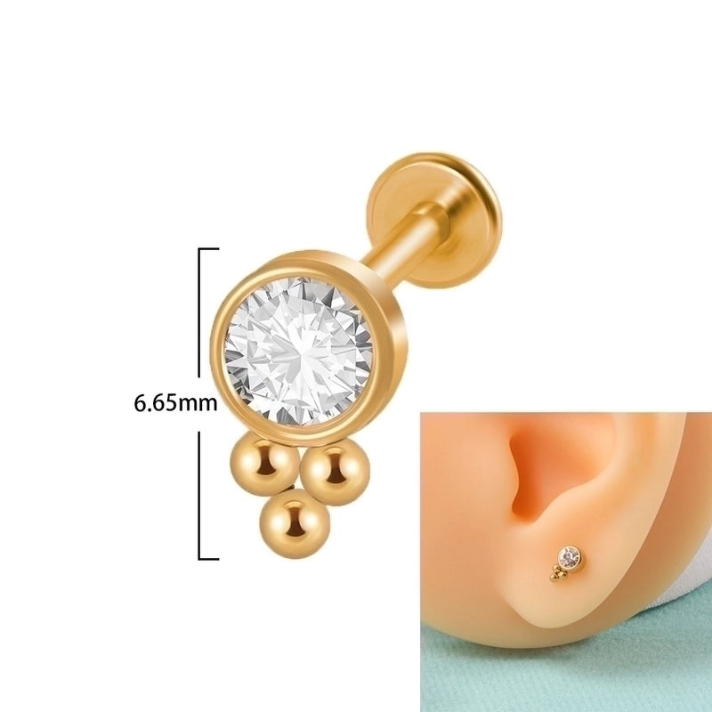 1 Piece Lip Rings Casual Elegant Minimalist Geometric 304 Stainless Steel Plating Inlay Rhinestones 18K Gold Plated