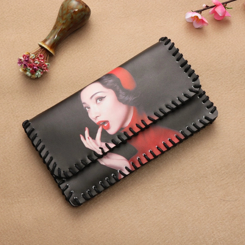 Women's Pu Leather Printing Animal Vintage Style Square Magnetic Buckle Phone Wallets
