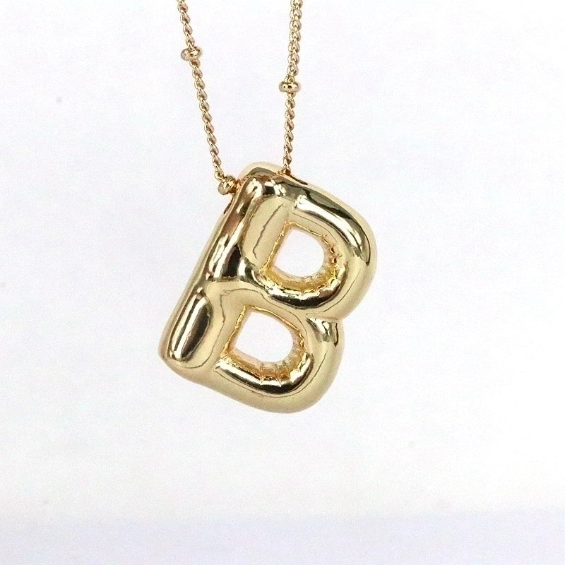 Minimalist Classic Style Letter Copper 18k Gold Plated Pendant Necklace In Bulk