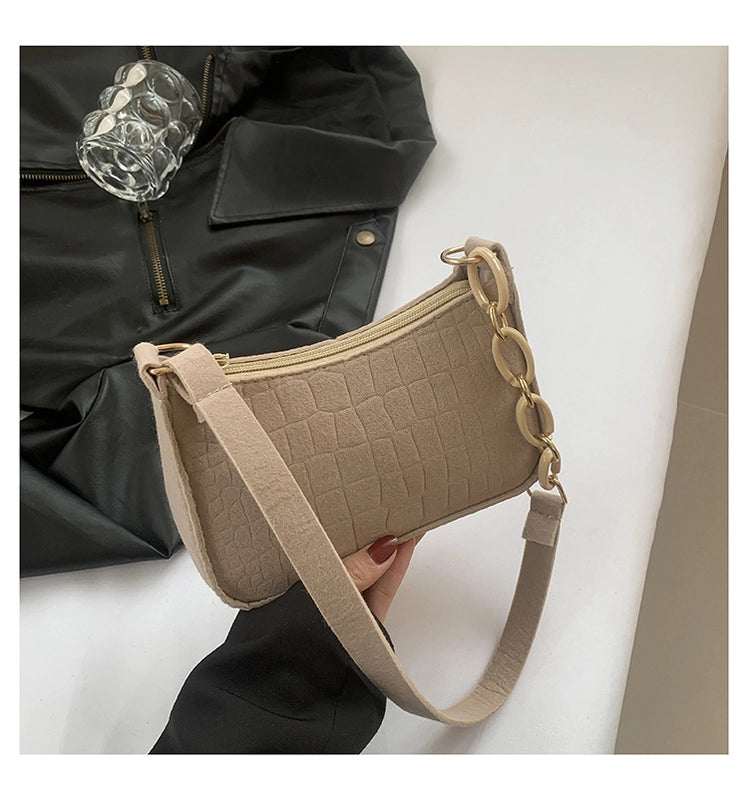 Women's Small Cloth Solid Color Basic Vintage Style Zipper Underarm Bag