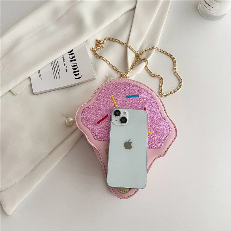 Women's Small Pu Leather Ice Cream Streetwear Zipper Crossbody Bag
